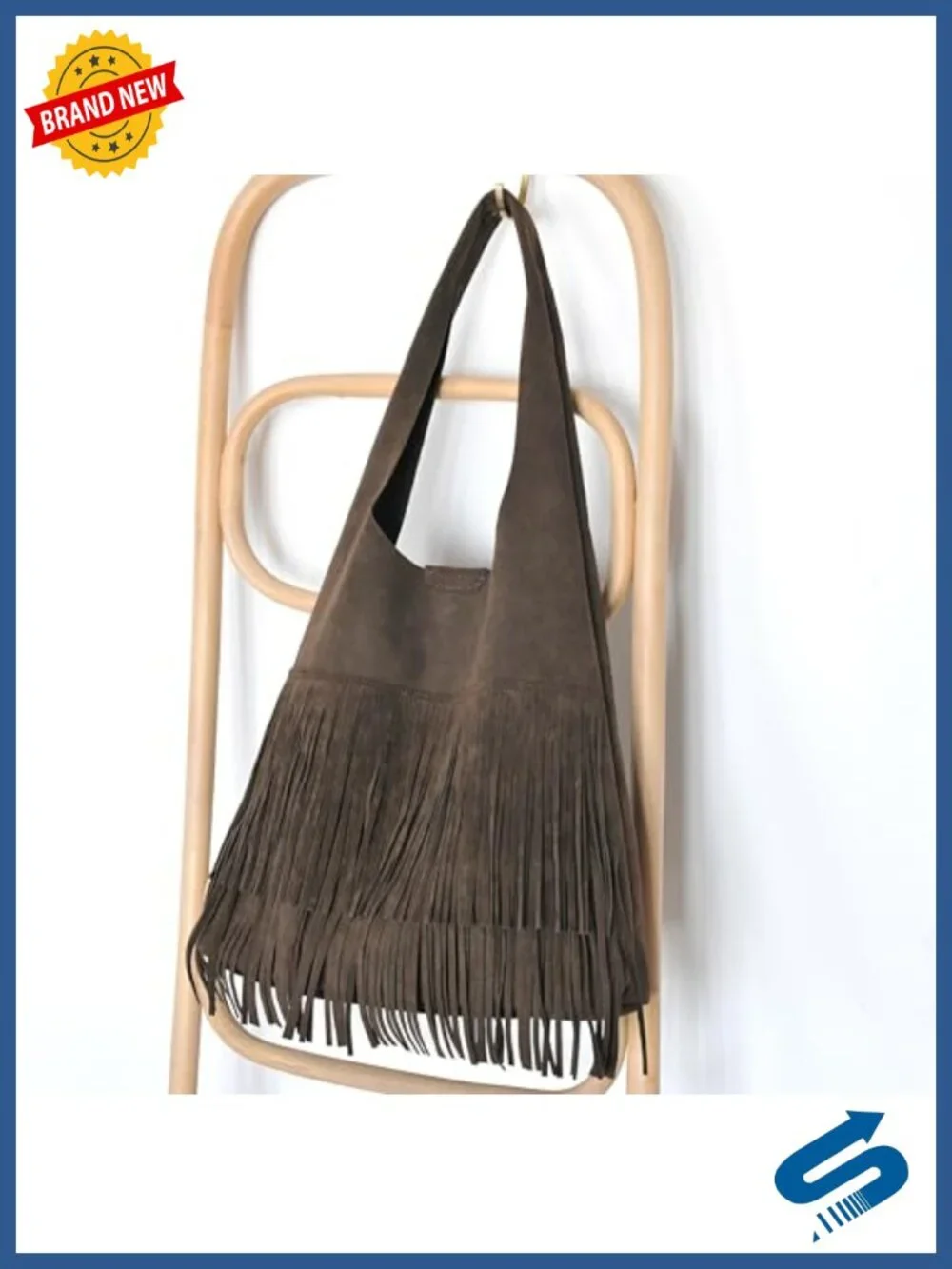 Faux Suede Fringe Hobo Bag with Magnetic Snap Closure